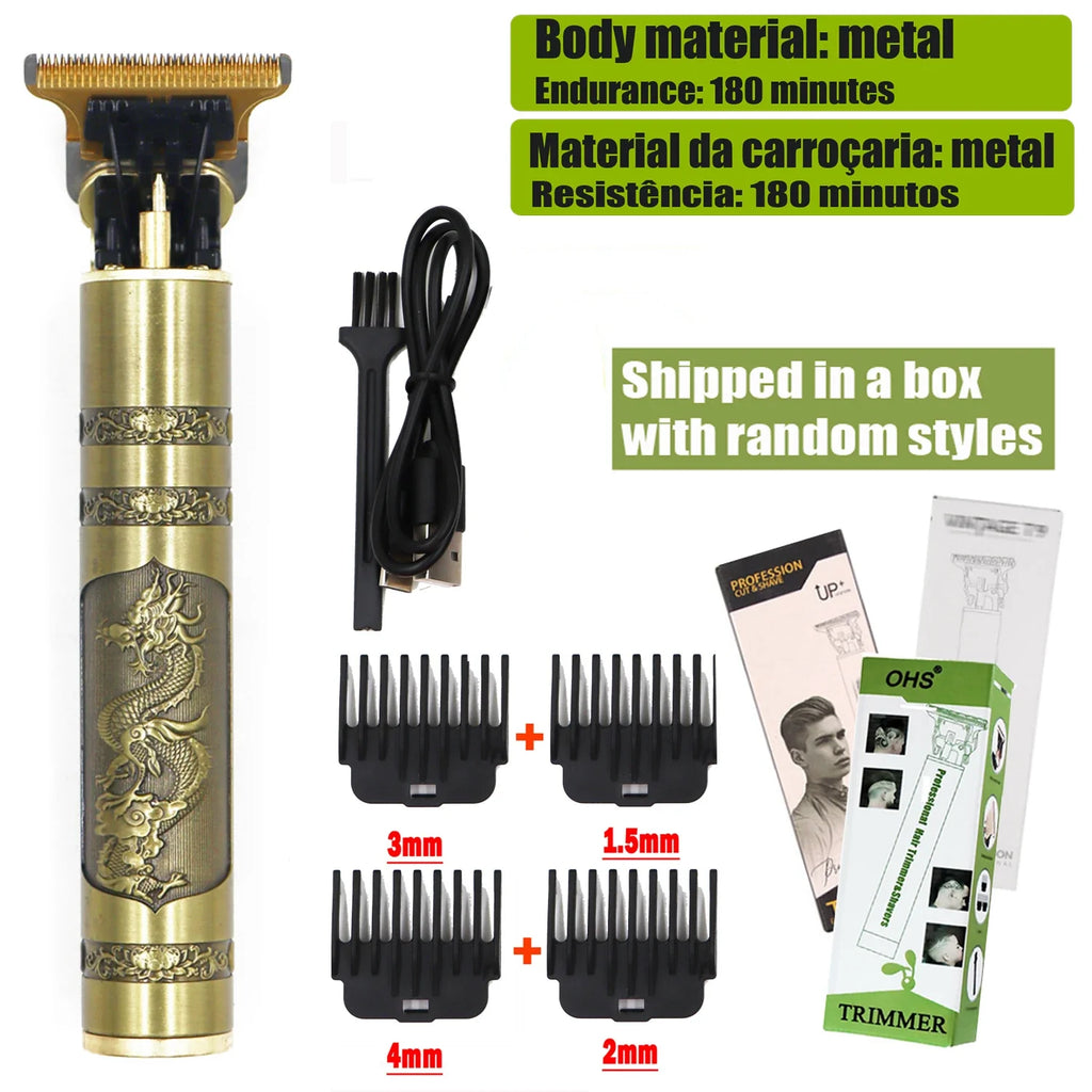 Máquina de Cortar Cabelo T9 — Aparador para Barba e Cabelo, Acabamento 0mm, Aparador Corporal Masculino, Máquina de Corte Elétrica Estilo Barber Shaver