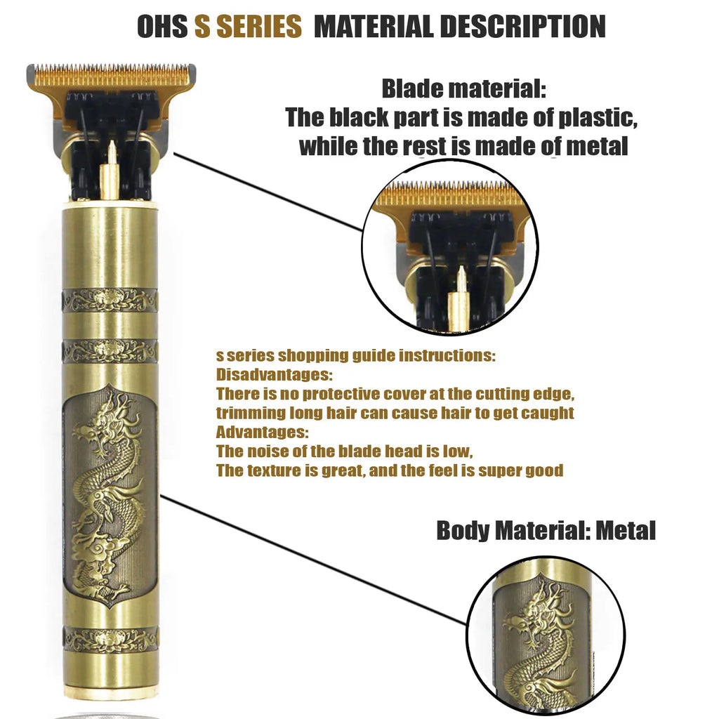 Máquina de Cortar Cabelo T9 — Aparador para Barba e Cabelo, Acabamento 0mm, Aparador Corporal Masculino, Máquina de Corte Elétrica Estilo Barber Shaver