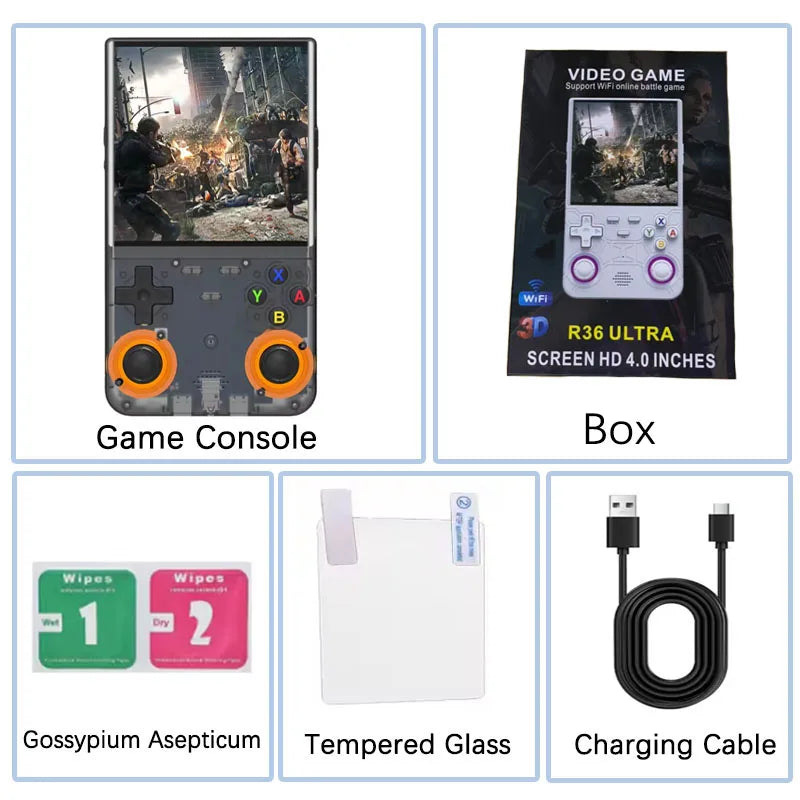 Console Portátil R36 ULTRA 2025 — Videogame Open Source com Sistema Linux, Tela IPS de 4.0", 64GB, Mais de 20.000 Jogos Retrô — Pocket Player