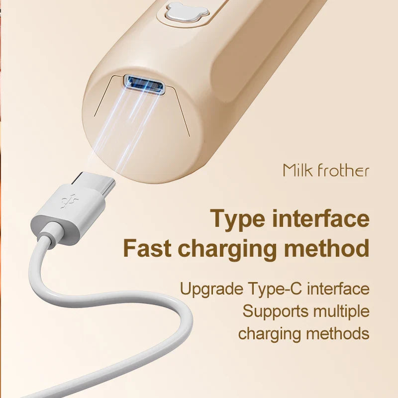 Mini Espumador de Café — Recarregável via USB, 3 Velocidades, Mixer Elétrico para Café e Leite, Batedor Portátil, Misturador para Ovos e Ferramenta de Cozinha Quente